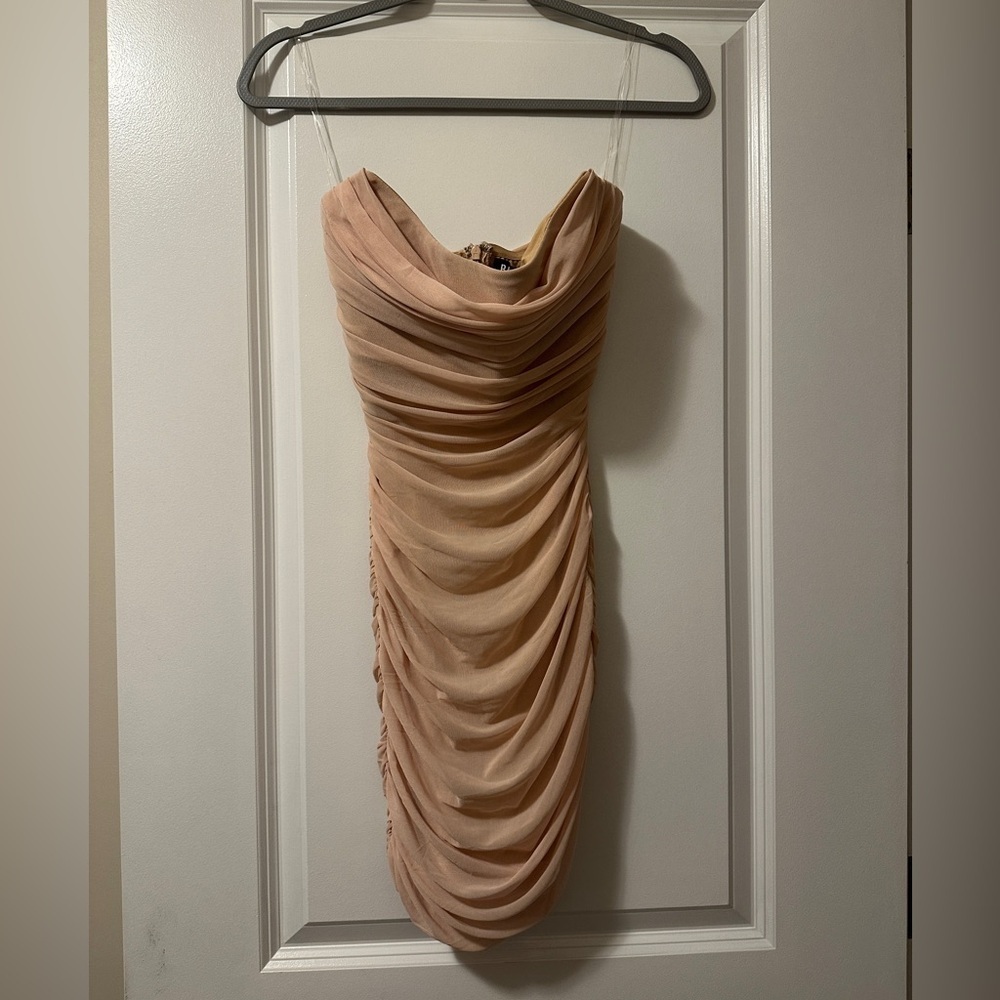 NWT Babyboo Julieta sand color mini dress| size XS - Picture 4 of 6